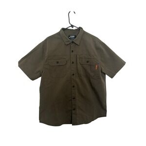 Off The Grid Thunderbolt Shirt Mens XL Green Ripstop Short Sleeve Button Down